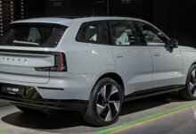 Volvo EX90 flagship electric SUV on display